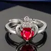 Anillo de corona de oro de 18 quilates con temperamento, anillo de circón rojo, color del anillo dorado, moda, corona, turmalina, diamante, temperamento, anillo de red roja