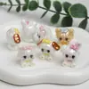 Ding Yi Leng Yue Banho Furo Passante Resina Desenho Animado Animal 3D Gatinho Coelho DIY Corrente de Celular Pingente Acessórios