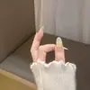 Manicura Francesa de Uñas Florales Estéreo Color Verde Claro Natural Transfronteriza 30 Piezas Desmontables para Exportación
