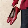 Zapatos de tacón bajo Chuyuji de estilo retro francés, punta cuadrada, con lazo, que aumentan 4 cm de altura, para mujer, zapatos pequeños de cuero para primavera/verano, talla grande