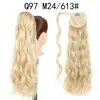 Extensão de Cabelo Sintético Longa Cacheada com Franja Envolvente Ondulada com Fita Mágica Rabo de Cavalo Ondulado