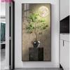 Pintura Decorativa de Entrada de Lujo Ligero Estilo Chino con Nueve Peces, Pintura Colgante de Cara a la Puerta de Entrada, Lámpara de Pared para Pasillo, Gran Fachada