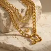 Collar de Apilamiento con Hebilla de Herradura de Tres Capas Estilo Europeo y Americano para Mujer, Cadena de Clavícula Cubana Multicapa de Lujo Ligero, Accesorio Versátil para el Trabajo al Por Mayor