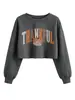 Amazon eBay loja independente moda casual feminina novo moletom cropped com laço de agradecimento e abóbora