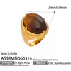 Anillo Misterioso de Acero Inoxidable Vidrio de Color Piedra Ojo de Tigre Color Oro 18K Conservación del Color Diseño de Nicho Lujo Ligero Anillo Retro
