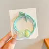 Elástico de Cabelo de Flor de Tricô Infantil para Meninas com Cabeça de Bola, Scrunchie Intestino Grosso, Elástico de Cabelo para Rabo de Cavalo Estilo Floresta, Acessórios de Cabelo Doces para Meninas