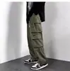 Outono e inverno forrado de lã quente exército verde macacão masculino primavera e outono moda marca solto calças retas perna larga casual calças compridas
