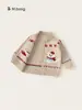 Roupas Infantis Youbao Casaco Infantil Vintage Fair Isle Suéter Cardigan Jacquard para Meninas Suéter de Tricô de Urso para Meninos