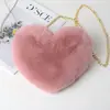 Bolsas em Formato de Coração Transfronteiriças, Bolsas Transversais Femininas com Corrente, Bolsas de Ombro de Pelúcia, Porta-Moedas, Atacado em Estoque