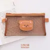 Estuche para Lápices Lindo Estilo Japonés de Oso, Malla Transparente, Estuche para Lápices para Estudiantes de Secundaria, Nuevo Modelo 2025, Bolsa de Papelería de Gran Capacidad para Estudiantes