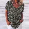 Camiseta nueva de fábrica directa para dama con cuello en V, verano, manga corta, top para hombre, estampado 3D, cuello redondo, casual, patrón de leopardo