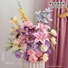 Decoração de Casamento DIY Fantasia Flor Artificial Combinação de Cores Malha Borboleta Fundo de Foto Parede Conjunto de Decoração de Casamento Aniversário
