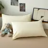 Funda de almohada de algodón puro hipoalergénica Clase A para dormir sin ropa, alto número de hilos 13372, estilo sobre simple, color liso, funda de almohada de algodón puro bicolor