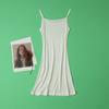 Verano Nuevo 100% Seda de Morera Seda Largo Medio Cuello Redondo Base Colgante Falda Larga Enagua Combinable Amigable con la Piel Camisón