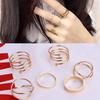 D026 AliExpress Explosions 6 Anel de Articulação Geométrico de Seis Peças Moda Europeia e Americana Criativo Anel de Casal Joia