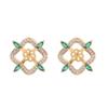 Pendientes de pin de plata S925 con circonita microincrustada de diseño de nicho de alto nivel, porta perlas semiterminado, pendientes de trébol de cuatro hojas