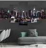 5 pares de Pintura em Tela Paisagem Arquitetura da Cidade de Nova York Imagens Cena Noturna da Cidade Pôster Núcleo de Pintura para Decoração de Casa