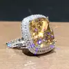 Huitan desejo Amazon novo anel quadrado europeu e americano cravejado com micro diamantes rosa anel elegante de zircônia simulada anel de casamento