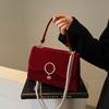 Bolso de Mano Pequeño de Lujo Rojo Transfronterizo para Mujer, Nuevo Modelo 2025 Bolso de Boda, Bolso Cruzado de Cadena Vintage para Novia
