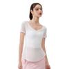 Verano Ligero Transpirable Yoga Manga Corta Mujer Cuello en V Ajustado Deportivo Casual Fitness Top Suelto Moda Camiseta de Yoga