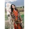 Caballo de Ensueño Xinjiang Yunnan Chal de Vacaciones Cálido Estilo Étnico Capa Jacquard Bufanda para Foto de Viaje