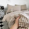 Juego de Cuatro Piezas Estilo Mezcla y Combinación de Color Puro Algodón Lavado Patrón de Rayas Estilo Sin Estampar Suave Ceroso Mezcla y Combinación Ropa de Cama para Dormitorio de Estudiante Juego de Tres Piezas