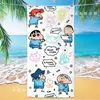 Toalha de banho de secagem rápida infantil de grandes dimensões Giz de cera Pequena nova toalha de praia Microfibra Velo de dupla face Toalha de praia com impressão digital