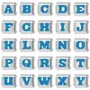 Aço Inoxidável Conserva Cor Azul Claro Letra Módulo Italiano Pulseira Patchwork Nome Personalizado Módulo Elástico Acessório