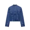 Jaqueta feminina banhada a ouro da marca Z, moda jeans popular transfronteiriça, estilo europeu e americano, abotoada, azul, outros estilos fofos ZA