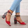 En stock, nuevas sandalias de tacón grueso bordadas de talla grande de moda europea y americana para mujer, sandalias de tacón alto con hebilla de comercio exterior para mujer
