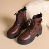 Nuevas botas Martin retro y otoñales de talla grande 2026 en stock, botines estilo británico para mujer con tacones gruesos, suelas gruesas y detalles de hebilla