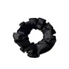 Scrunchie de Satén con Volantes de Estilo Coreano de Alta Gama Lazo Negro Simple Francés para Moño Bajo Accesorio para el Cabello Adorno para la Cabeza