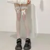Calcetines Sexy de Encaje Blanco JK con Tirantes para Mujer Verano Delgados de Media Caña Calcetines de Conejo Dulces y Picantes Calcetines Lolita de Seda Negra