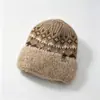 Chapéu de Pescador Patchwork Jacquard Plush Fair Isle Retro Feminino Afina o Rosto Outono Inverno Aconchegante Espesso Tricô Tendência