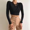 Ropa para Mujer Europea y Americana Estación Internacional de Amazon Color Sólido Transfronterizo Cintura Plisada Ropa de Yoga Camiseta Base Top
