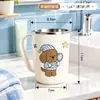 Vaso para Enjuague Bucal de Acero Inoxidable con Asa, Vaso para Cepillo de Dientes a Prueba de Moho y Resistente a Caídas, Vaso para Cepillo de Dientes Infantil de Dibujos Animados para el Hogar, Vaso para Enjuague Bucal de Pareja