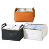 Caja de almacenamiento de escritorio de cuero, caja de cosméticos para el cuidado de la piel, caja coleccionable, cesta plegable de PU para guardar ropa, juguetes y libros.