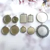 Doble Cara Colgante Único Aleación Joyería Accesorios Llavero Colgante Retro Vidrio Piedra de Tiempo Base DIY