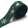 Fita de Natal Flocos de Neve Boneco de Neve Decoração de Feriado de Ano Novo Presente Embalagem de Presente Fita Colorida com Carimbos Dourados