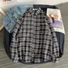 Camisa de Cuadros Holgada Primavera y Otoño 2026 Chaqueta para Hombre Estilo Coreano Casual Estudiante Estilo de Hong Kong Camisa de Manga Larga Tendencia Artística