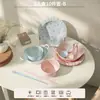 Novos Pratos e Tigelas de Cerâmica Colorida Sob Esmalte para Uso Doméstico, Conjunto de Louça de Cerâmica Estiloso e Esteticamente Agradável, Tigelas e Colheres para Sobremesa