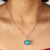 Colar de pingente redondo de joias de venda quente transfronteiriças europeias e americanas, colar de pedra natural azul turquesa