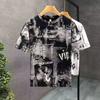 2025 Verão Nova Gola Redonda Seda Gelo Manga Curta T-shirt Masculina Casual Respirável Plus Size Meia Manga T-shirt Top Camisa Da Moda