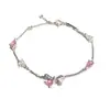 Pulseira de Zircônia Rosa em Formato de Laço para Mulheres Design de Nicho Ins Fofa e Doce Coração Menina Joia de Mão de Alto Valor