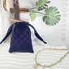 Bolsa de Franela a Cuadros con Cordón Bolsa de Almacenamiento para Joyería Organizador para Auriculares Power Bank Bolsa Pequeña de Tela con Cordón