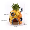Decoración paisajística de pecera con forma de piña, muñeco de Bob Esponja, acuario de resina de dibujos animados, pequeños adornos, casa de escape para peces y camarones