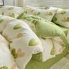 Conjunto de cuatro piezas de algodón lavado de grado materno e infantil de clase A, funda de edredón de hilo de doble capa, sábana para dormitorio, conjunto de tres piezas, ropa de cama para el hogar, funda de cama 4