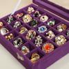2026 Joyero Sencillo de Gran Capacidad con Tela de Terciopelo, 24 Compartimentos para Anillos, Aretes y Pendientes, Caja Portátil de Almacenamiento de Joyería para el Hogar