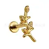 Pendientes de Aleación de Titanio F136 con Diseño de Rama Tridimensional, Joyería de Titanio G23 de Espiral Interna, Accesorio para Piercing de Labio