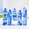 Venda Quente Transfronteiriça Pedra Bruta de Cristal Natural Coluna de Cristal Fundido Azul Coluna Hexagonal Prisma Hexagonal de Ponta Única Natural Espécime Mineral Ornamento